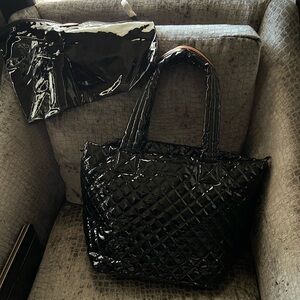 Elegant Black Quilted Tote Bag